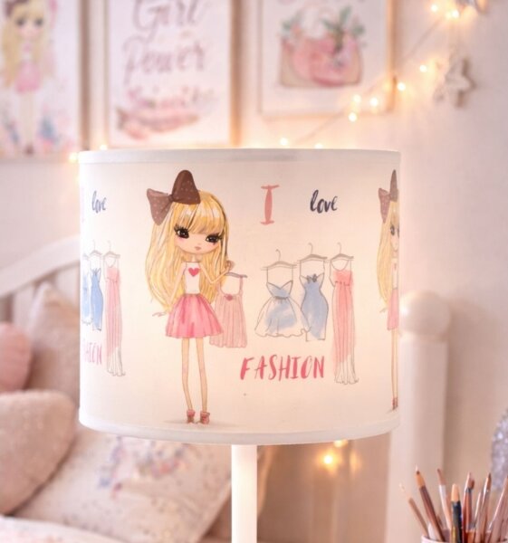 Lampă de masă pentru copii GIRLS VIBES 1xE27/60W/230V, diametru 18 cm, Iubesc moda