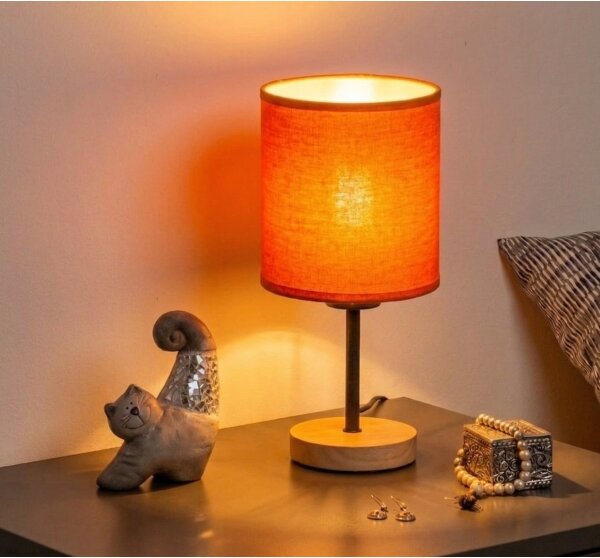 Brilagi - Lampă de masă NUBILA WOOD 1xE27/25W/230V stejar/negru/portocaliu