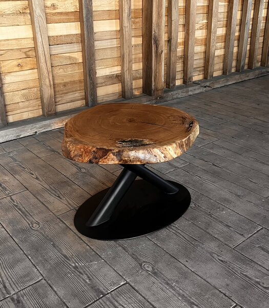 Măsuță cafea stejar cu subtile inserții de rășină 75x70x6 cm