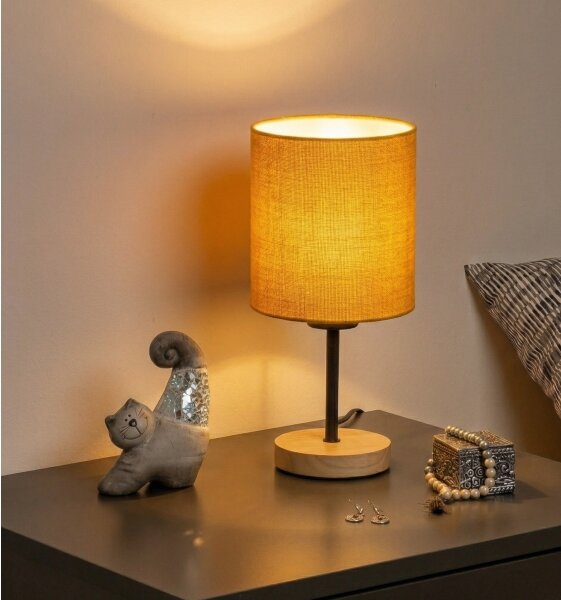 Brilagi - Lampă de masă NUBILA WOOD 1xE27/25W/230V stejar/negru/galben