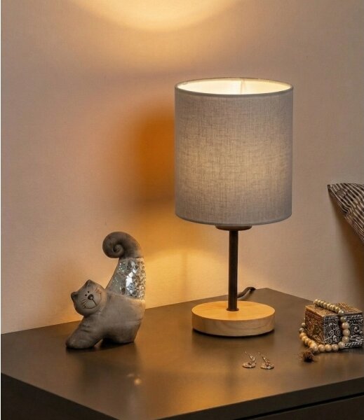 Lampă de masă Brilagi NUBILA WOOD 1xE27/25W/230V stejar/negru/gri deschis