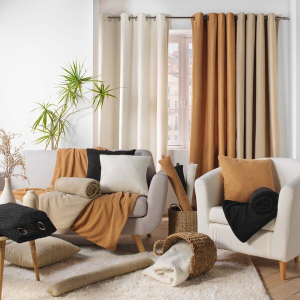 Draperie bej din material bouclé 140x240 cm Wooly – douceur d'intérieur