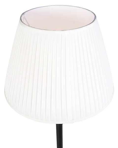 Lampă de podea neagră cu abajur plisat alb 45 cm - Classico