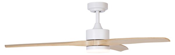 Ventilator inteligent de tavan alb cu imprimeu de lemn 132cm incl. LED Dimmable cu telecomandă - Joly
