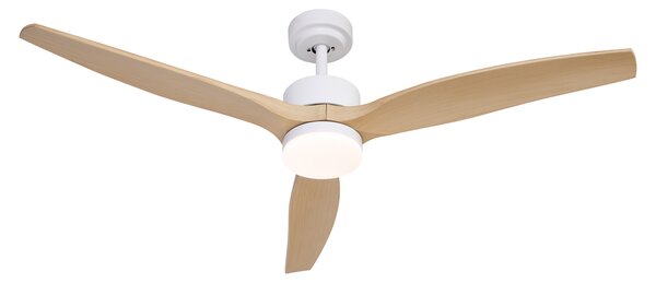 Ventilator inteligent de tavan alb cu imprimeu de lemn 132cm incl. LED Dimmable cu telecomandă - Joly