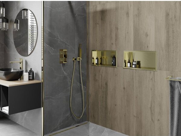Mexen X-Wall-R raft nișă cu flanșă 45 x 20 cm, auriu periat - 1950452010