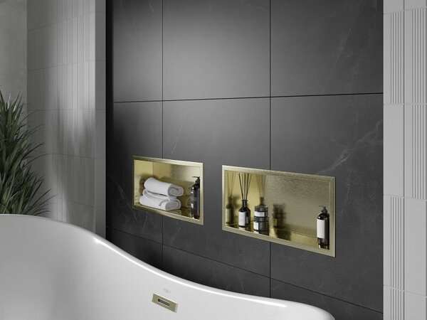 Mexen X-Wall-R raft nișă cu flanșă 45 x 20 cm, auriu periat - 1950452010