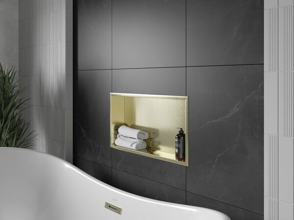 Mexen X-Wall-R raft încorporat cu flanșă 60 x 30 cm, auriu periat - 1950603010