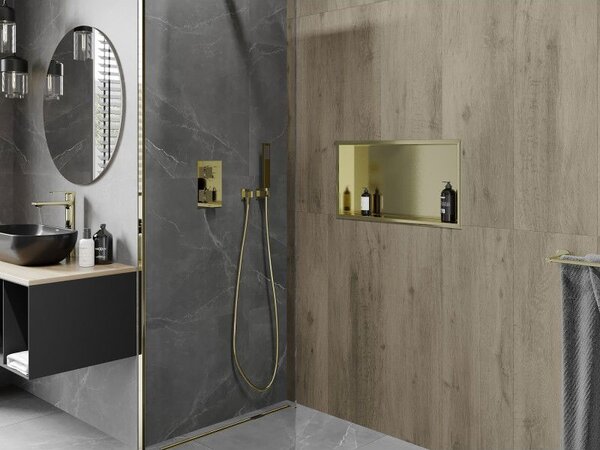 Mexen X-Wall-R raft încorporat cu flanșă 60 x 30 cm, auriu periat - 1950603010