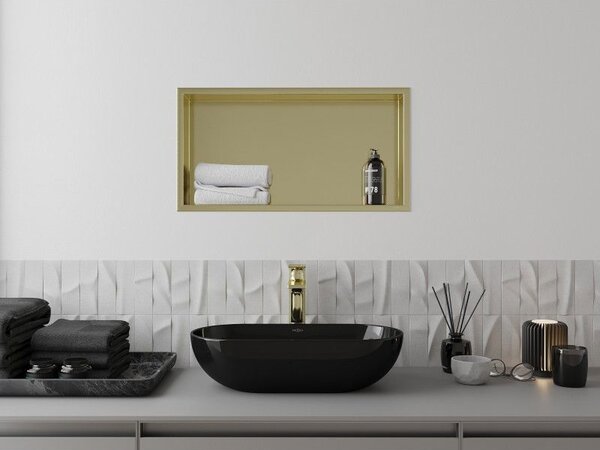 Mexen X-Wall-R raft încorporat cu flanșă 60 x 30 cm, auriu periat - 1950603010