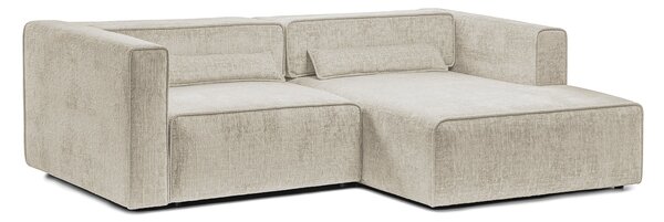 Colțar Extensibil 3 locuri ZANETTO, cu ladă de depozitare, 240x157x70 cm, Crem-Onyx / Dreapta