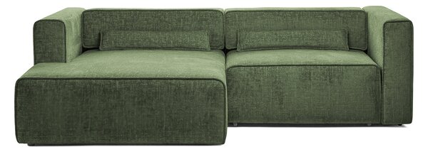 Colțar Extensibil 3 locuri ZANETTO, cu ladă de depozitare, 240x157x70 cm, Verde-Onyx / Stanga