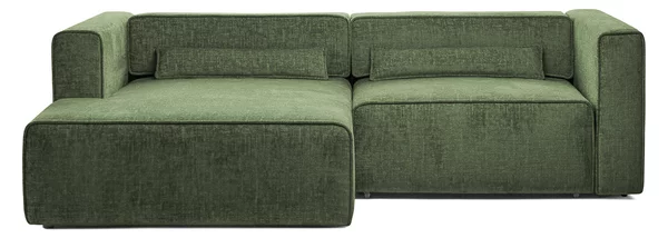 Colțar Extensibil 3 locuri ZANETTO, cu ladă de depozitare, 240x157x70 cm, Verde-Onyx / Stanga