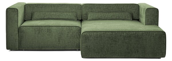 Colțar Extensibil 3 locuri ZANETTO, cu ladă de depozitare, 240x157x70 cm, Verde-Onyx / Dreapta