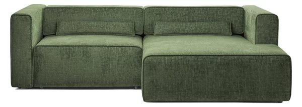 Colțar Extensibil 3 locuri ZANETTO, cu ladă de depozitare, 240x157x70 cm, Verde-Onyx / Dreapta