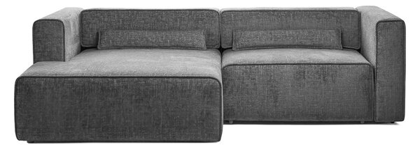 Colțar Extensibil 3 locuri ZANETTO, cu ladă de depozitare, 240x157x70 cm, Gri-Onyx / Stanga