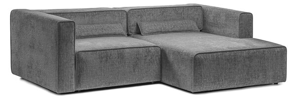 Colțar Extensibil 3 locuri ZANETTO, cu ladă de depozitare, 240x157x70 cm, Gri-Onyx / Dreapta