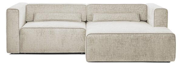 Colțar Extensibil 3 locuri ZANETTO, cu ladă de depozitare, 240x157x70 cm, Crem-Onyx / Dreapta