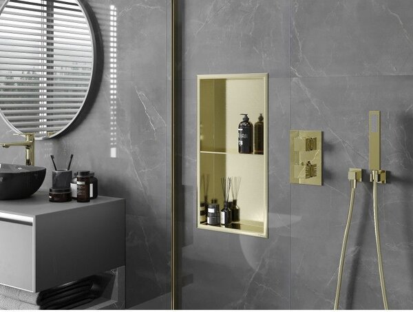Mexen X-Wall-R raft de nișă cu flanșă și raft 60 x 30 cm, auriu periat - 1950603010S