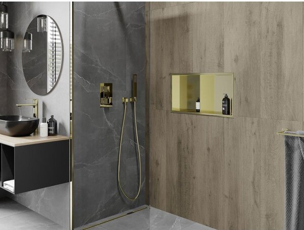 Mexen X-Wall-R raft de nișă cu flanșă și raft 60 x 30 cm, auriu periat - 1950603010S