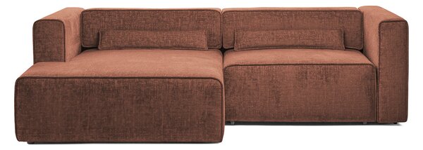 Colțar Extensibil 3 locuri ZANETTO, cu ladă de depozitare, 240x157x70 cm, Bordeaux-Onyx / Stanga