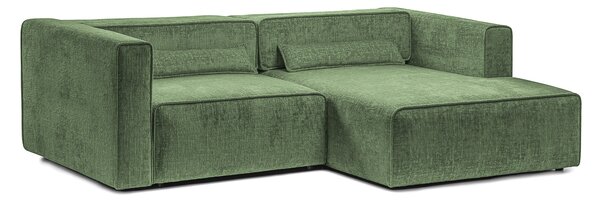 Colțar Extensibil 3 locuri ZANETTO, cu ladă de depozitare, 240x157x70 cm, Verde-Onyx / Dreapta