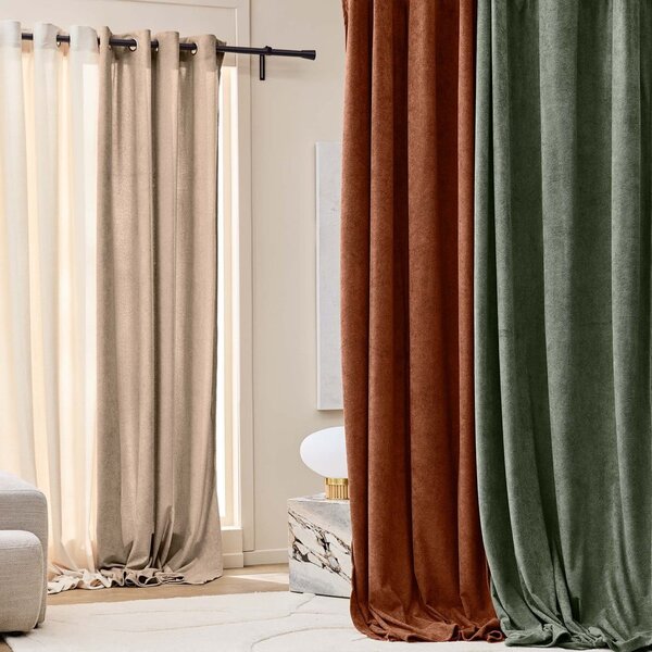 Draperie verde din material bouclé 140x260 cm Winona – douceur d'intérieur