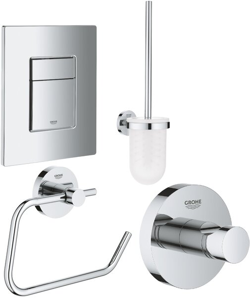 Set perie de toaletă Grohe Essentials 40374001, buton de spălare Grohe Skate 38732000, 40689001, 40364001