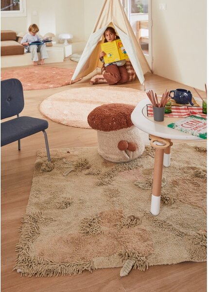 Covor pentru copii roz deschis lavabil/țesut manual din bumbac ø140 cm Round Dot Rose – Lorena Canals