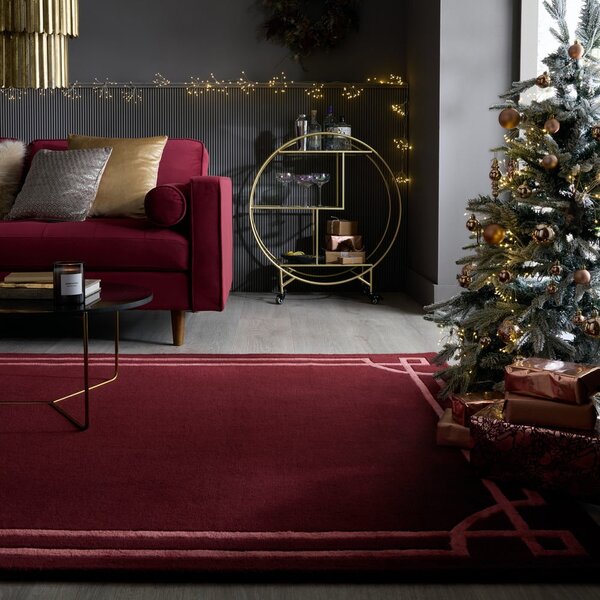 Covor burgundy țesut manual din lână 120x170 cm Gatsby – Flair Rugs