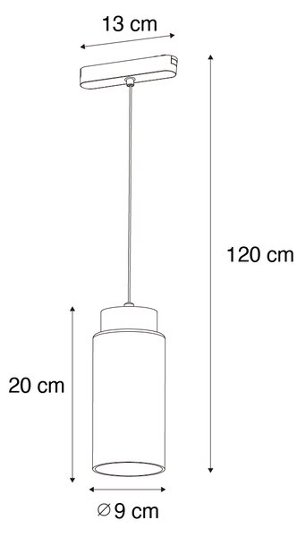 Pendantă modernă neagră pentru sistem de șine monofazat cu LED inclus - Magnetic Vance