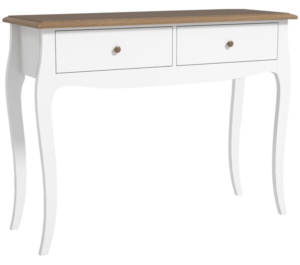 HOMCOM Masă Consolă Modernă cu 2 Sertare, Consolă de Intrare din MDF și PAL, 100x35x76,5 cm, Alb | Aosom Romania
