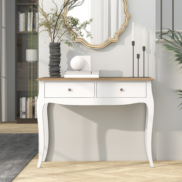 HOMCOM Masă Consolă Modernă cu 2 Sertare, Consolă de Intrare din MDF și PAL, 100x35x76,5 cm, Alb | Aosom Romania