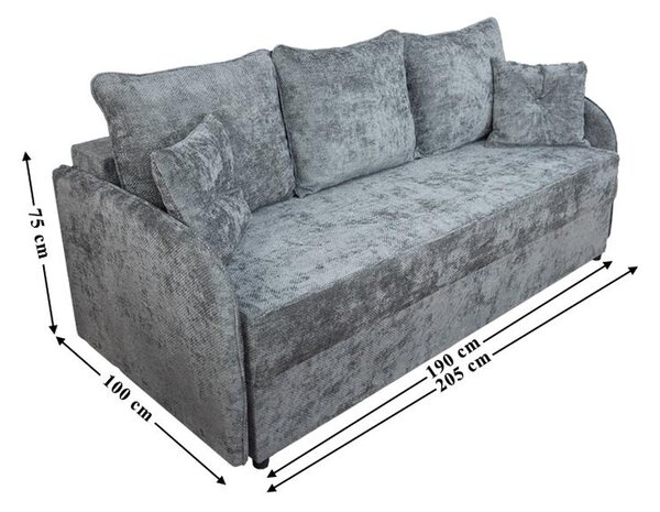 Canapea Extensibilă Adelina Bonell Mini, Gri închis