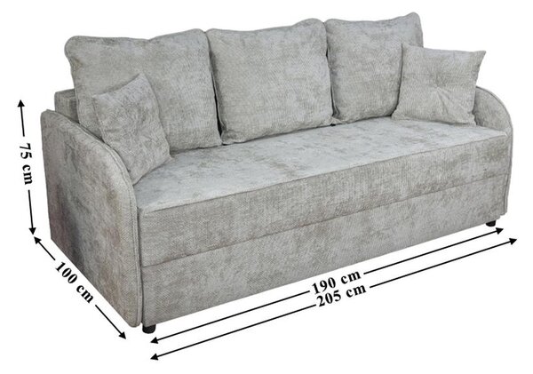 Canapea Extensibilă Adelina Bonell Mini, Gri deschis