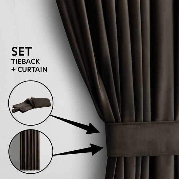 Draperie maro dimout (semi-opacă) din catifea 140x245 cm – Restilo
