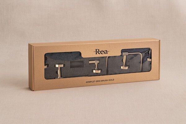 Set accesorii pentru baie GRID Brush Gold 4 piese
