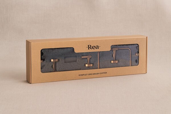 Set accesorii pentru baie GRID Brush Copper 4 piese