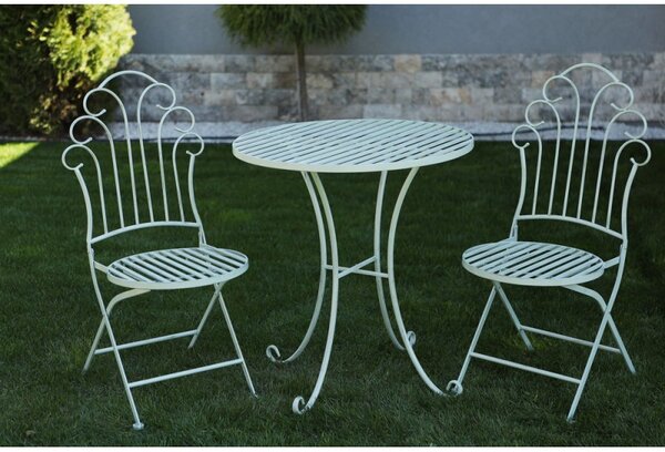 Set mobilier de grădină metalic - masă și 2 scaune, verde mentă deschis antichizat
