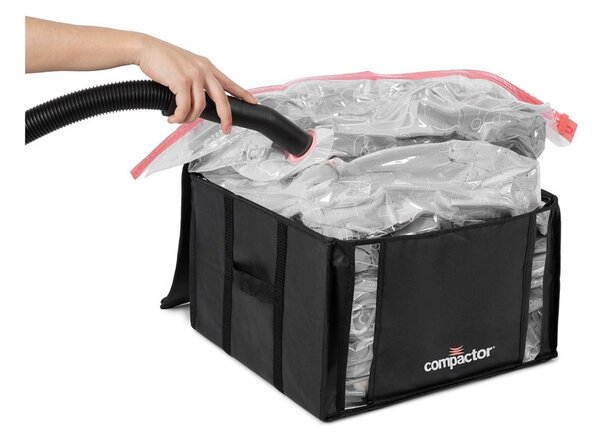 Cutii de depozitare pentru haine 2 buc. din material textil cu vacuum/cu pereți întăriți 42x25x25 cm Black Edition – Compactor