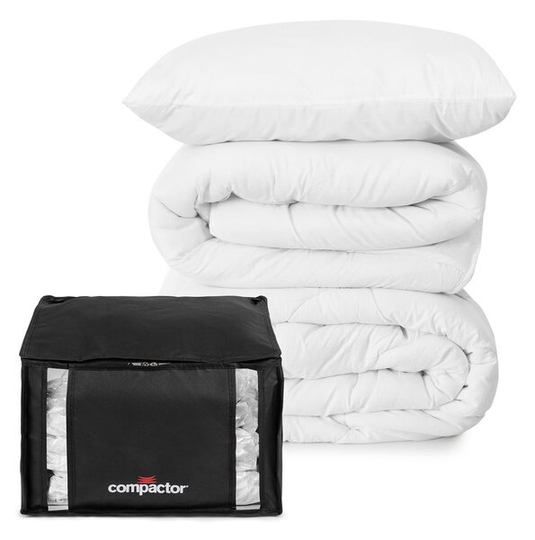 Cutii de depozitare pentru haine 2 buc. din material textil cu vacuum/cu pereți întăriți 42x25x25 cm Black Edition – Compactor