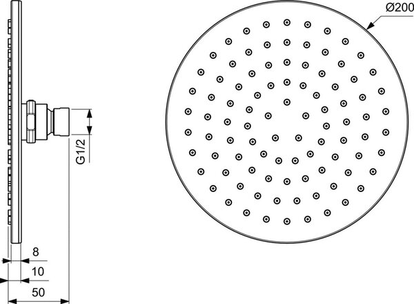 Ideal Standard Archimodule cap de duș 20x20 cm rotund crom B9442AA