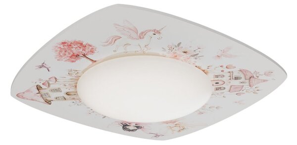 Elobra Plafonieră LED Feenwelt Starlight, alb/roz, lungime 58 cm, reglabil, Alb, Camera copiilor, Lemn