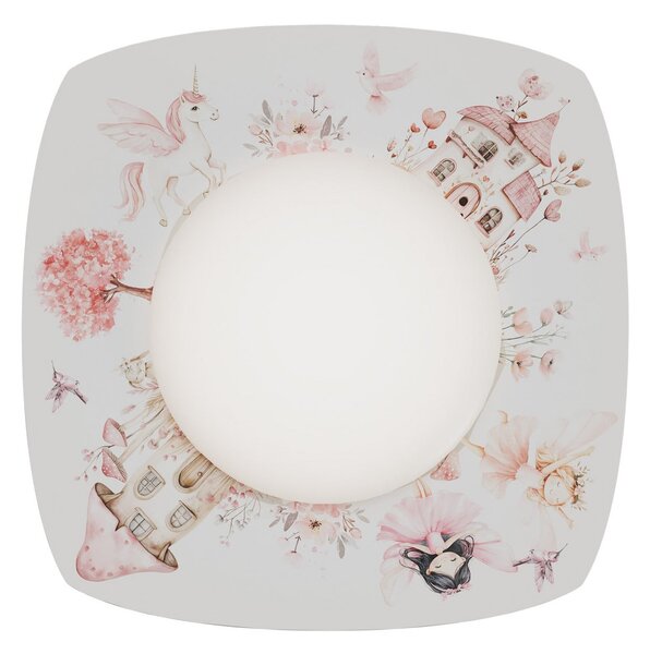 Elobra Plafonieră LED Feenwelt Starlight, alb/roz, lungime 58 cm, reglabil, Alb, Camera copiilor, Lemn