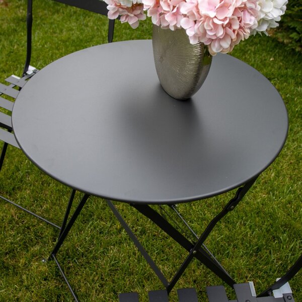 Set (bistro) mobilier de gradina metalic - masa si 2 scaune, antracit