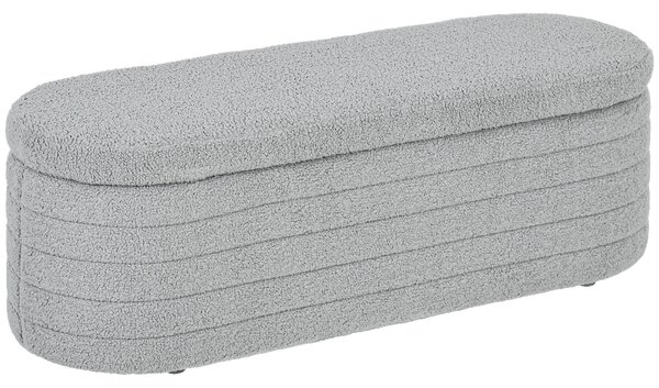 HOMCOM Banchetă Tapiţată cu Spaţiu de Depozitare și Picioare din Lemn de Eucalipt, 116x41x40.5 cm, Gri Deschis | Aosom Romania