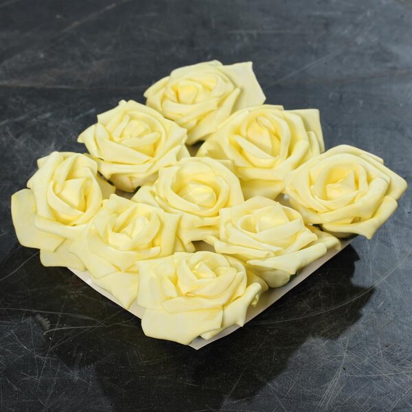 Set x9 capete trandafiri artificiali galbeni - 7 cm