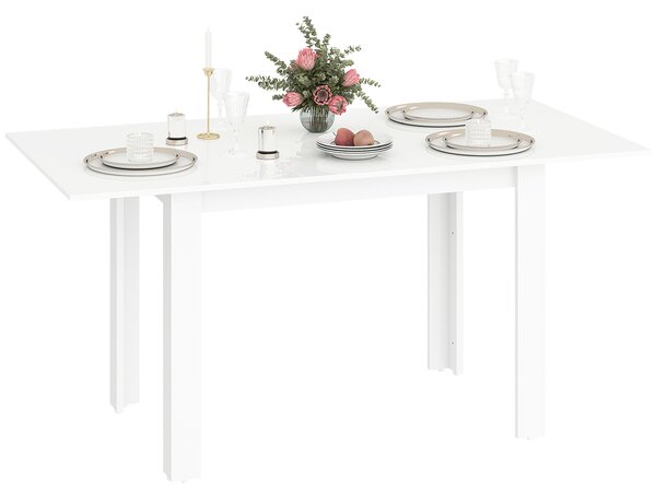 HOMCOM Masă Extensibilă pentru 4-6 Persoane cu Panouri Rabatabile, 120-160x80x78 cm, Alb Lucios | Aosom Romania