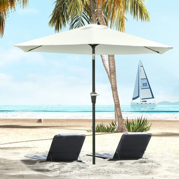 Outsunny Umbrelă de Grădină Reglabilă, din Oțel, Alb Crem, Φ230cm | Aosom Romania