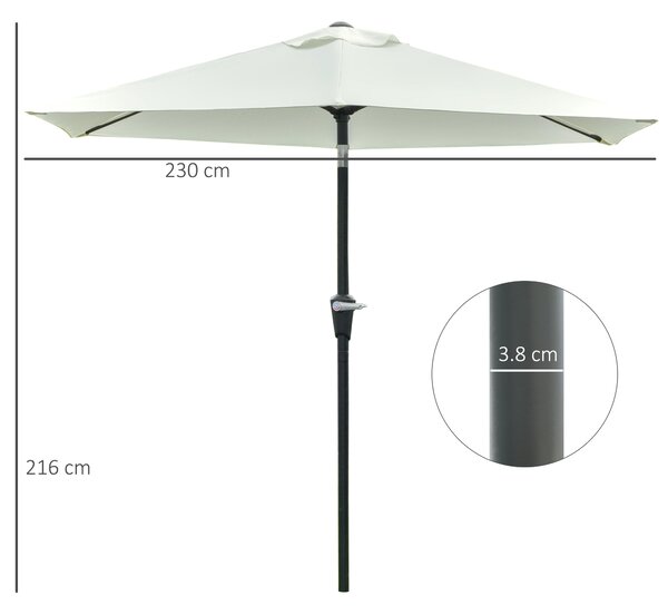 Outsunny Umbrelă de Grădină Reglabilă, din Oțel, Alb Crem, Φ230cm | Aosom Romania